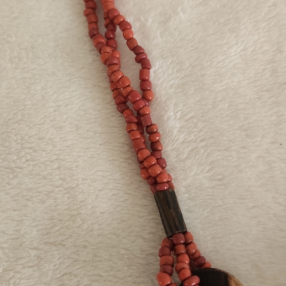 Nairobi Kenya Women's Fair Wages Beaded and Wooden Pendent & Button Closure - Picture 3 of 5